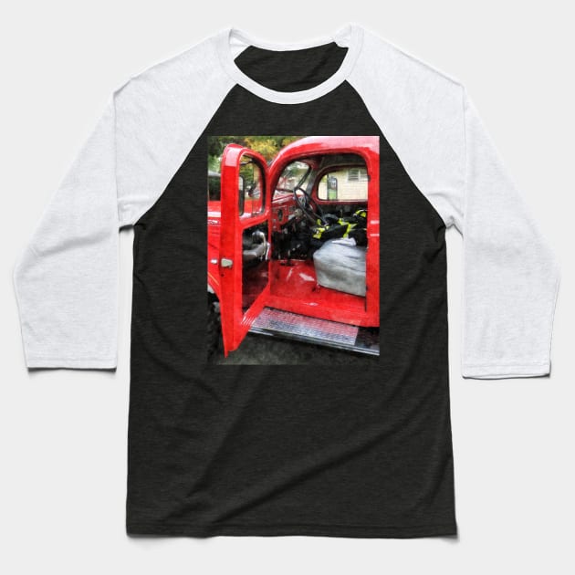 Fire Truck - Open Fire Truck With Fireman's Uniform Baseball T-Shirt by SusanSavad